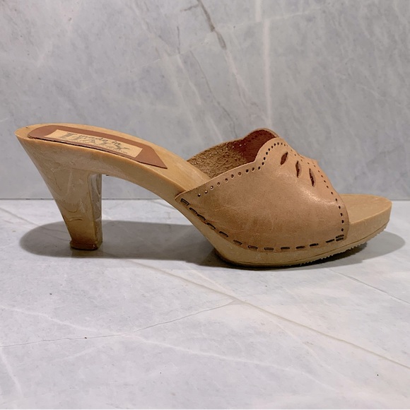 Vintage Italian leather heeled sandals size 7.5 - Picture 1 of 8